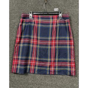 Talbots Navy Red Plaid Mini Skirt